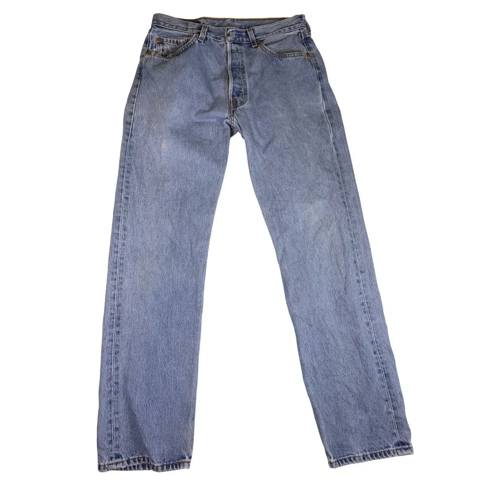 Vtg Levis 501 Jeans‎ 33x32 (Fits 31x31) Light Wash Straight Leg Button Fly USA